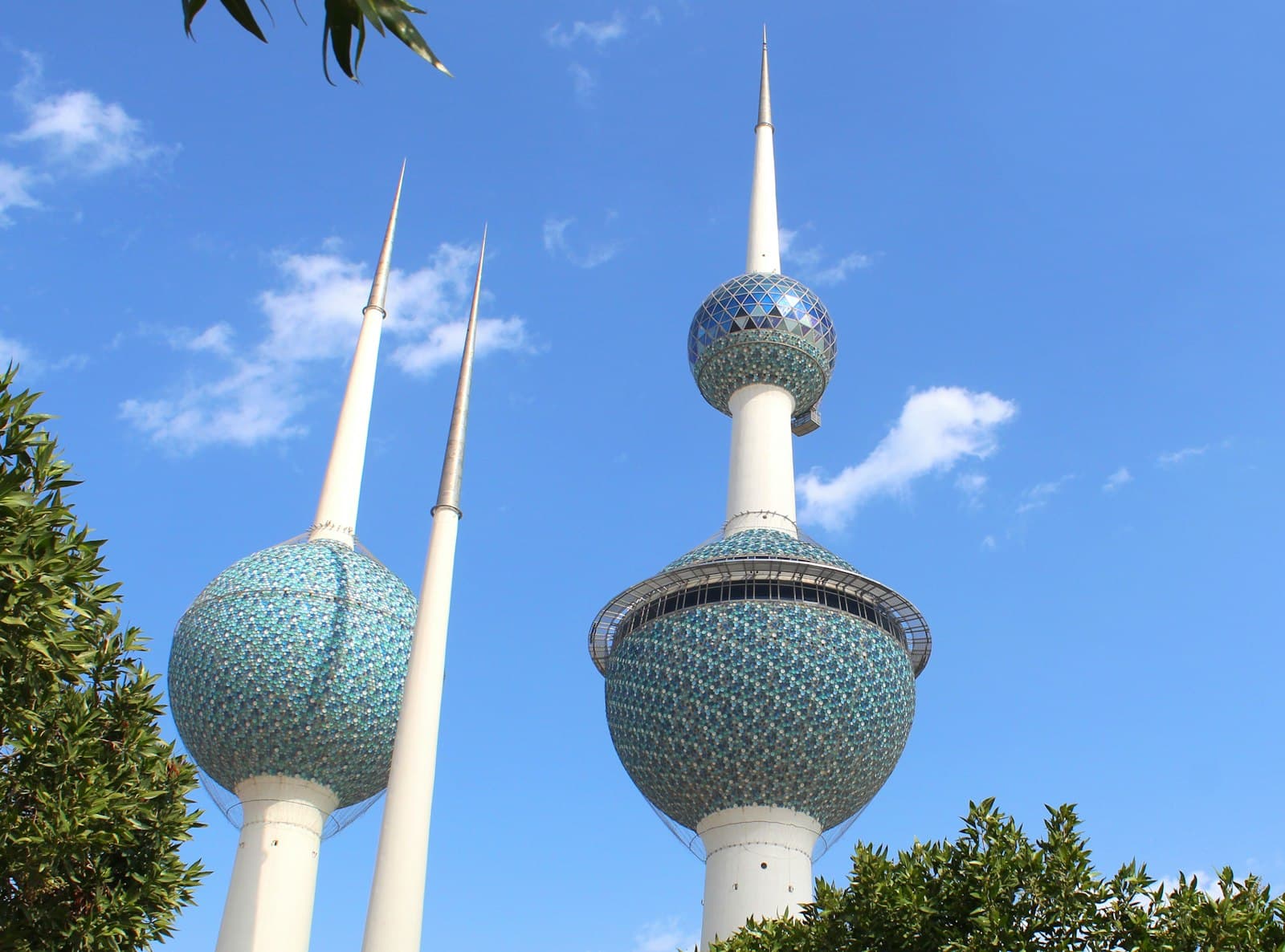The Kuwait Towers against a blue sky