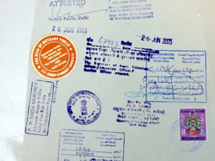 Certificate attestation stamps at the back of certificates